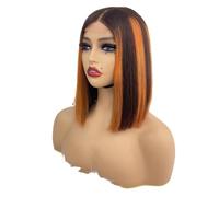 JIANBOHAIRS Perruque Bob 10 pouces, cheveux humains, 2x6, densité 250, for femmes noires for Thinning Hair(Orang light)