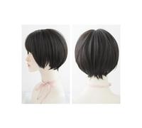 JIANBOHAIRS Perruque Bob courte for femme, 32cm, frange à Air, marron, couverture complète de la tête, cheveux courts cassés for Thinning Hair(Black brown)