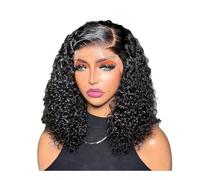 JIANBOHAIRS Perruque Bob Jerry bouclée ondulée en cheveux humains sans colle 13x6 HD Lace Frontal Wig courte birmane for Thinning Hair(16inch)