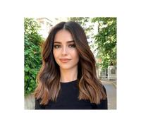 JIANBOHAIRS Perruque brésilienne ondulée sans colle, cheveux humains juifs, base en soie, 5x5, dentelle HD, cheveux brésiliens pré-épilés for Thinning Hair(Ombre brown,14inch)