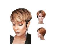 JIANBOHAIRS Perruque courte bouclée for femme de 6 pouces avec frange latérale, perruque synthétique for femme, utilisation quotidienne en soirée for Thinning Hair(Brown)