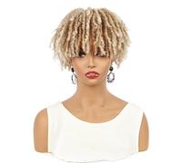 JIANBOHAIRS Perruque courte de 15 cm avec clips for dreadlocks, perruque tressée synthétique, postiche afro for femmes et hommes noirs for Thinning Hair(Ombre Blonde)