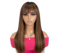 JIANBOHAIRS Perruque en cheveux humains bruns, densité 150, lisses, douces, sans perte de cheveux ni nœuds for Thinning Hair(10 inch)