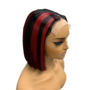 JIANBOHAIRS Perruque Lace Front 2x6, raide comme une os, en cheveux humains vietnamiens, densité 200, sans colle, for femmes (200 g) for Thinning Hair(1b/99J)