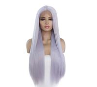 JIANBOHAIRS Perruque synthétique bleue à lace front, longue et lisse, en fibre résistante à la chaleur, avec ligne de cheveux naturelle et sans colle, for femmes à la mode. for Thinning Hair(16inch)