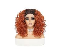 JIANBOHAIRS Perruque synthétique courte afro bouclée crépue de 40 cm, 33 x 10 x 2,5 cm, avec lace front, for femme for Thinning Hair(Brownish red)