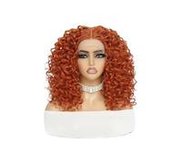 JIANBOHAIRS Perruque synthétique courte afro bouclée crépue de 40 cm, 33 x 10 x 2,5 cm, avec lace front, for femme for Thinning Hair(Orange red)