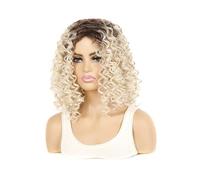JIANBOHAIRS Perruque synthétique courte crépue bou ample, profonde, Afro, brun foncé, blond, ombré, for femmes, perruques de Cosplay d'halloween for Thinning Hair