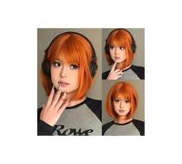 JIANBOHAIRS Perruque synthétique courte et lisse de 12 pouces, frange naturelle Bob, cheveux for femmes, couvre-tête complet for Halloween Cosplay for Thinning Hair(Orange)