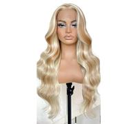 JIANBOHAIRS Perruque synthétique ondulée de 66 cm (26 pouces) de long, avec raie au milieu et bordure en dentelle, Parfaite for une utilisation quotidienne for Thinning Hair(Blonde Mixed Orange)