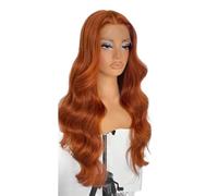 JIANBOHAIRS Perruque synthétique ondulée de 66 cm (26 pouces) de long, avec raie au milieu et bordure en dentelle, Parfaite for une utilisation quotidienne for Thinning Hair(Ginger Orange)
