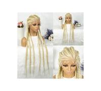 JIANBOHAIRS Perruque Tressée De 91 Cm For Femme, Perruques Tressées Boîte Avec Cheveux Bébé, Ligne Naturelle, Synthétique Tresses Torsadées Sur Devant Dentelle for Thinning Hair(Blonde)