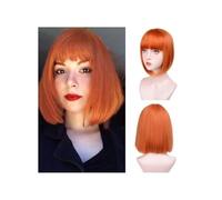 JIANBOHAIRS Perruques Bob 12 pouces avec frange, douces et faciles à porter, perruque synthétique colorée for le quotidien, le cosplay et Halloween for Thinning Hair(Orange)
