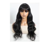 JIANBOHAIRS Perruques Body Wave avec frange for femmes, sans lacet, densité 180, cheveux humains brésiliens vierges, sans colle for Thinning Hair(Natural Color,22 inch)