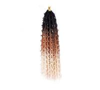 JIANBOHAIRS Perruques crochetées synthétiques Jungle BoxBraids 24 pouces, style papillon, pré-bou s Daily Wear(Black+Auburn+Bleach Blonde)
