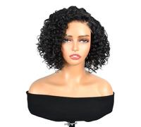 JIANBOHAIRS Perruques de cheveux humains ondulés 4x4 avec fermeture en dentelle sans colle Wear and Go Bob bouclés avec ligne de cheveux naturelle for débutants 30,5 cm Noir naturel for Thinning Hair