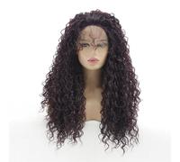 JIANBOHAIRS Perruques frontales en dentelle HD bou s 13x3 for femmes, perruque longue ondulée rouge foncé bordeaux sans colle résistante à la chaleur for Thinning Hair(26inch)