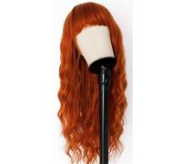 JIANBOHAIRS Perruques ondulées for femmes de 28 pouces de long avec frange, perruque synthétique bou for perruques de fête Cosplay for Thinning Hair(Orange)