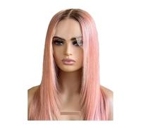 JIANBOHAIRS Perruques roses transparentes en dentelle frontale 13x6x1 for femmes noires, cheveux humains pré-épilés, lisses, sans colle, densité 180 for Thinning Hair(Ombre Pink,12inch)