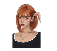 JIANBOHAIRS Perruques synthétiques courtes et lisses, aspect naturel, avec frange, for cosplay, fête, Halloween, for femmes, cheveux résistants à la chaleur for Thinning Hair(Orange)