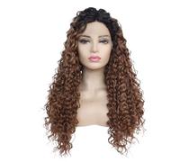 JIANBOHAIRS Perruques synthétiques Lace Front Wig 13x3, perruques Afro crépues et bou s noires ombrées brunes for femmes for Thinning Hair(14inch)