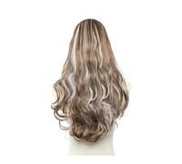 JIANBOHAIRS Perruques Synthétiques Ondulées En U For Femmes, Extensions De Cheveux À Clipser, Perruques Invisibles, Postiches Naturels De 61 Cm for Thinning Hair(Brown blonde white)