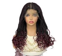 JIANBOHAIRS Perruques tressées en dentelle de 20 pouces for femmes noires, perruque synthétique torsadée tressée à la main for Thinning Hair(1B-BUG)