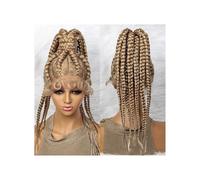 JIANBOHAIRS Perruques tressées en dentelle frontale de 24 pouces, tresses africaines avec cheveux de bébé, queue de cheval for Thinning Hair(27-613)