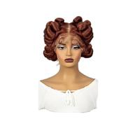 JIANBOHAIRS Perruques tressées en dentelle transparente, perruque synthétique sans nœuds faite à la main for femmes noires 6 pouces for Thinning Hair(Red-brown)