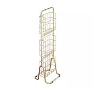 JIANBOHAIRS Présentoir à Brochures et Cartes Postales Brochure Display Stand Newspaper and Magazine Rack Floor Storage Office Retro Metal Newspapers Shelves(Gold)