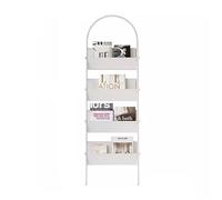 JIANBOHAIRS Présentoir à Brochures et Cartes Postales Simple Metal Newspaper Rack,Bookshelf Magazine Racks Against The Wall Storage Shelves(White)