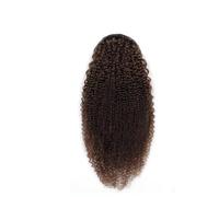 JIANBOHAIRS Queue de cheval afro frisée et crépue en cheveux humains, extensions de queue de cheval bouffantes à cordon en cheveux vierges brésiliens, for femmes noires Daily Wear(Light Brown,16inch)