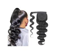 JIANBOHAIRS Queue De Cheval Couleur Naturelle Vague Corps Enveloppe Cheveux Humains Autour La Extensions Remy 100% Brésiliens For Les Femmes Daily Wear(24inches)
