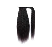 JIANBOHAIRS Queue de cheval de cheveux humains crépus à enrouler, postiche de queue de cheval droite Yaki for femmes Daily Wear(22 inch)