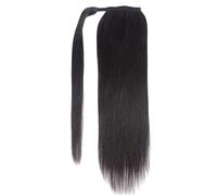 JIANBOHAIRS Queue De Cheval Humaine Longue Ligne Droite Enveloppe Cheveux Autour L'extension Remy Brésilien Réel Pince À Ins Postiche Couleur Naturelle Les Femmes Daily Wear(30inches)