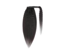 JIANBOHAIRS Queue de cheval lisse en cheveux humains de 12 à 26 pouces for femmes noires, épaisse, longue, crépue, à enrouler autour du clip, cheveux brésiliens noirs naturels Remi Daily Wear(24inch)