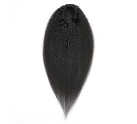 JIANBOHAIRS Queue de cheval Yaki Kinky Straight à clip avec cordon de serrage, extensions de cheveux humains brésiliens, postiches afro Remy for femmes Daily Wear(18inch)