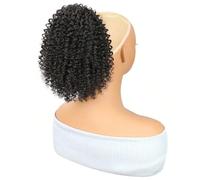 JIANBOHAIRS Queues de cheval afro frisées et crépues en cheveux humains vierges brésiliens, densité 150%, extension de queue de cheval à cordon for femmes noires Daily Wear(Black,12inch)