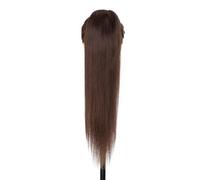 JIANBOHAIRS Queues de cheval Extensions de cheveux de queue de cheval humaine, extension de postiches de queue de cheval à clipser for femmes Daily Wear(Dark Brown,18 inch 115g)