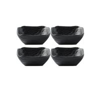 JIANBOHAIRS Sauce Bowls Lot de 4 bols carrés en céramique for sauce soja, accompagnements for collations, sushis, fruits, apéritifs, desserts, 9,4 cm for Seasoning, Appetizer, Vinegar, Ketchup(Black)