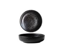 JIANBOHAIRS Sauce Dishes, Round Ceramic Side Dish Set, Small Seasoning Soy Dipping Bowl Plate for Seasoning, Appetizer, Vinegar, Ketchup(Black)