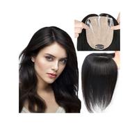 JIANBOHAIRS Straight Hair Toppers Clip In Human HairPieces 12×14 cm Silk Base for Women With Loss ThinningHair Natural Color for Thinning Hair(12inches)