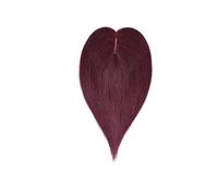 JIANBOHAIRS Topper de cheveux humains 7X13CM postiche supérieure en soie for femmes pièces de cheveux pince dans les extensions de cheveux Topper for Thinning Hair(16 inches,Wine Red)