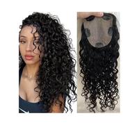 JIANBOHAIRS Toppers De Cheveux Femmes 8-22" Longs Bouclés Ondulés Topper 150% Densité Naturel Noir Vierges Européens 15x16CM Base En Soie Clip Morceaux Humains for Thinning Hair(8 inches)