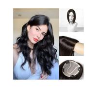 JIANBOHAIRS Toppers De Cheveux For Femmes 10" Vrais Morceaux Humains 12 × 13 CM Base En Soie Avec 4 Clips Antidérapants, Naturels Droits Remy Les Souffrant Perte for Thinning Hair