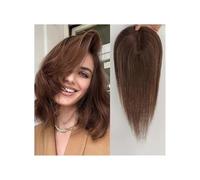 JIANBOHAIRS Toppers de cheveux humains 9x10 cm Clips de base en dentelle dans les cheveux 10 pouces de long Toppers de cheveux humains Remy for les femmes for Thinning Hair(Chocolate Brown)