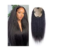 JIANBOHAIRS Toppers De Cheveux Raides Crépus For Femmes Avec Clairsemés, 5"*5" Base En Dentelle Suisse Humains Noir Naturel Pince À Brésiliens Morceaux for Thinning Hair(16inches)