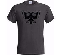 JIANBRAND Double Headed Eagle Emblem Mens T Shirt Russia Serbia Albania German Albanian 100% Cotton Shirt Tops Charcoal XL