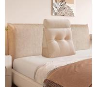 JIANCNGU Velvet Headboard Wedge Coussin avec Roll Coussin,Couverture Amovible lit de Jour Oreiller de tête, Appui de positionnement du Dossier Oreiller Repos Lecture Relaxant (Beige, 60 * 50 * 20cm)