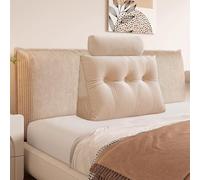 JIANCNGU Velvet Headboard Wedge Coussin avec Roll Coussin,Couverture Amovible lit de Jour Oreiller de tête, Appui de positionnement du Dossier Oreiller Repos Lecture Relaxant (Beige, 100 * 50 * 20cm)